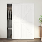 60"(Double 31") x80" Sliding Closet Door, K Style Bypass Closet Door with Hardware Kit & Matching Fa