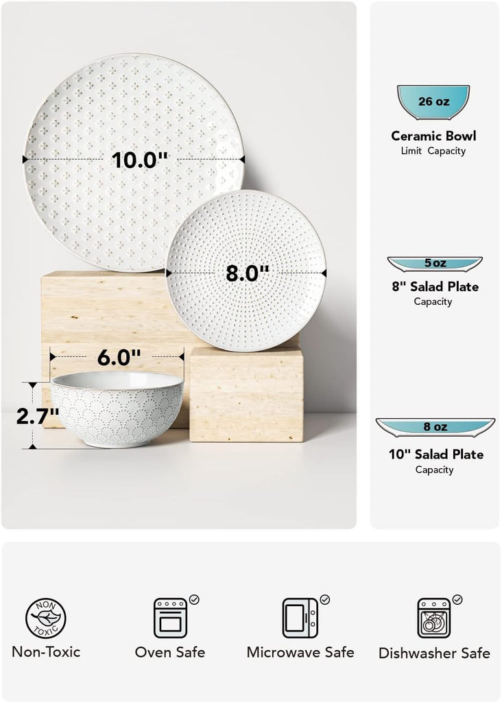 Plates and Bowls Sets for 4, 12 Piece Ceramic Dinnerware Sets, Modern Stoneware Kitchen Dish Set, Chip Resistant