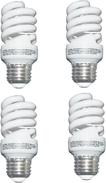 13 Watt (60 Watt) Compact Fluorescent Light, Soft White 2700K, 1040LM, Spiral Medium Base CFL Light Bulbs (4 Pack)