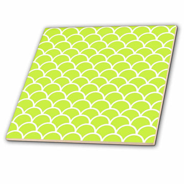 Lime Green Fish Scale Pattern - Modern Fishscale 6 Inch Ceramic Tile