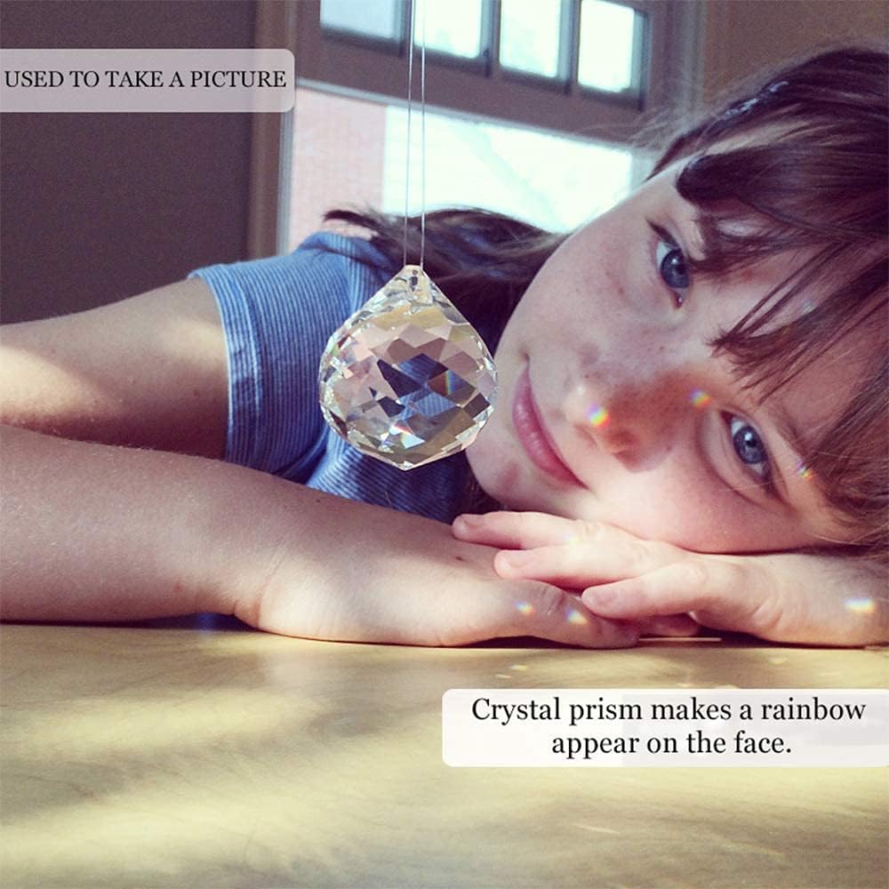 Clear Crystal Ball Prism Sunshine Catcher Rainbow Pendants Maker, Hanging Crystals Prisms for Windows, for Feng Shui
