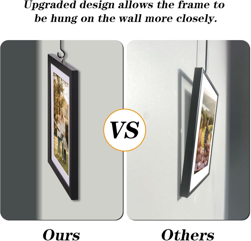 Exhibit Picture Frame Gallery Set, Wall Hanging Collage Frame for Various Sizes 4x4, 4x6, 5x7, 8x10 Inch Photos, Black