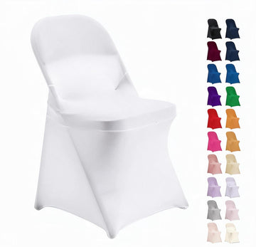 Stretch Spandex Folding Chair Cover for Wedding Party Dining Banquet Event (White, 12pcs)