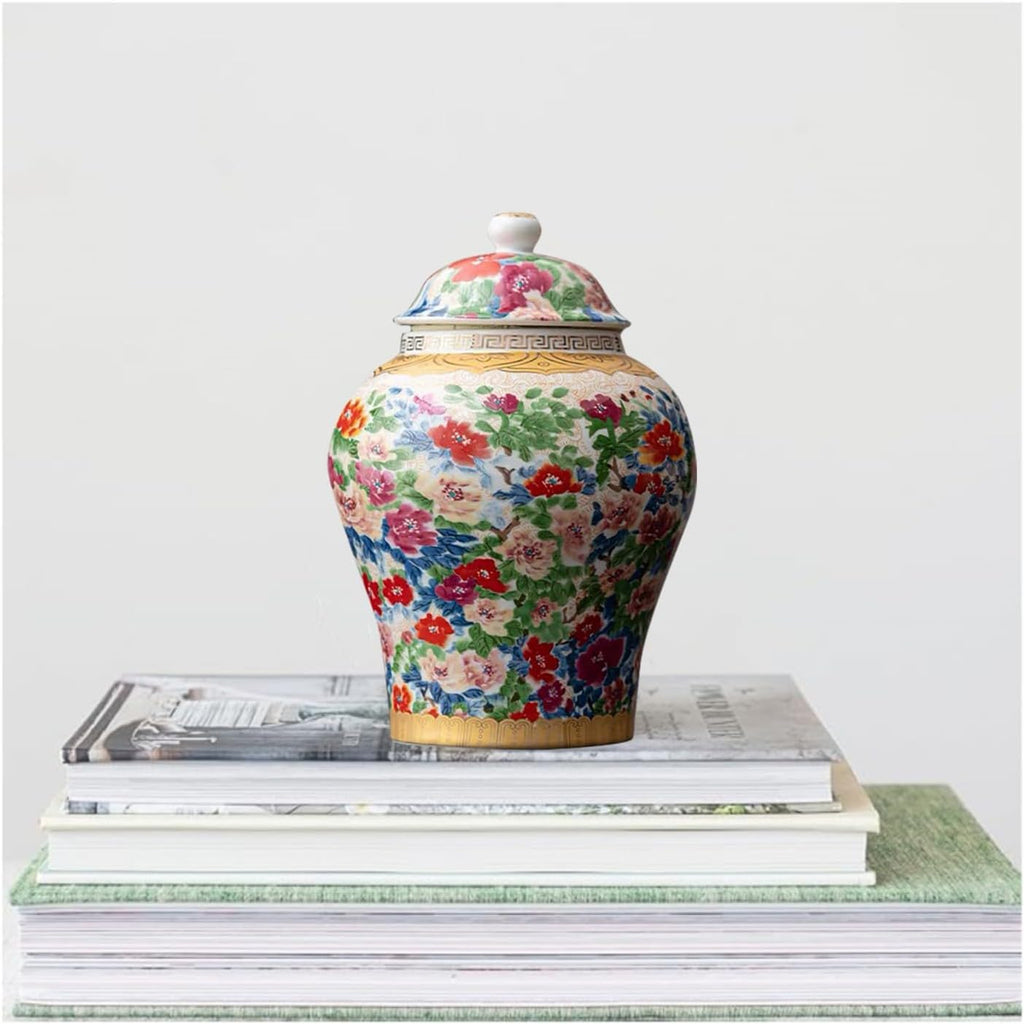 8 inches Ginger Jar with Lid Chinese Decorative Ceramic Tea Storage