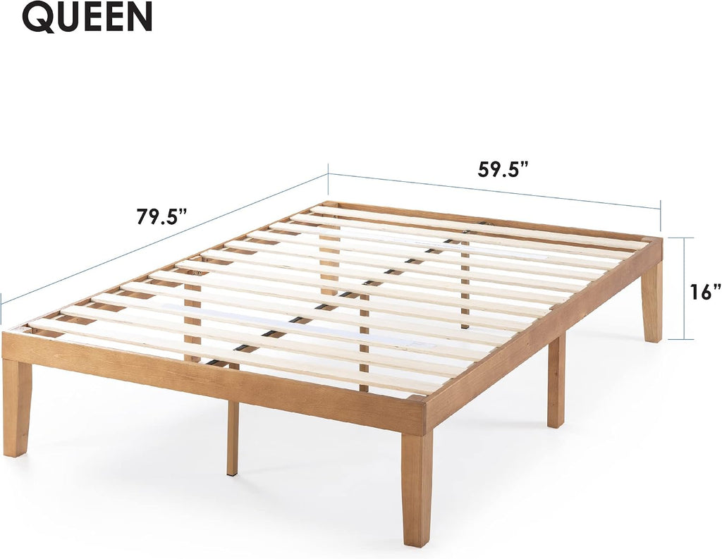 Naturalista Classic 16 Inch Solid Wood Platform Bed, Natural Pine, King