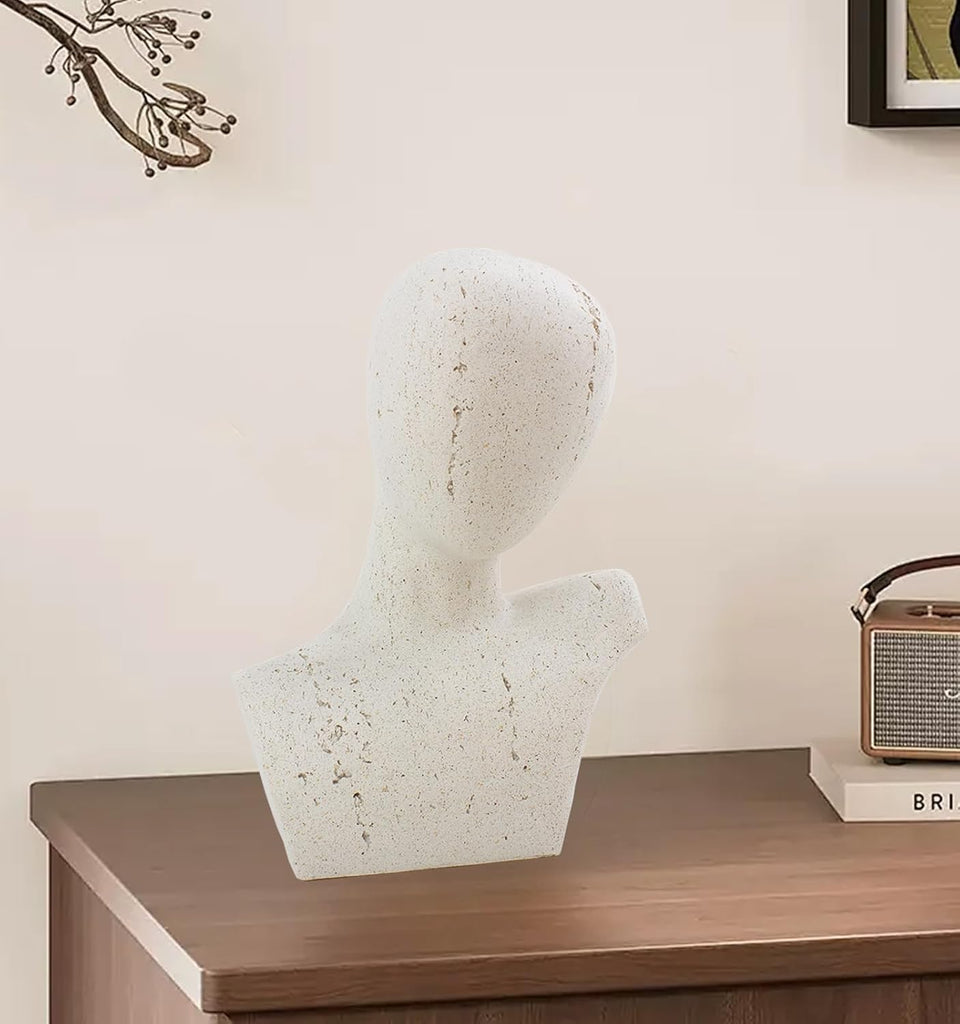 Large Size Abstract Home Decor Living Room Coffee Table Decor, No Face Thinker Statue Accents for Shelf, Modern White