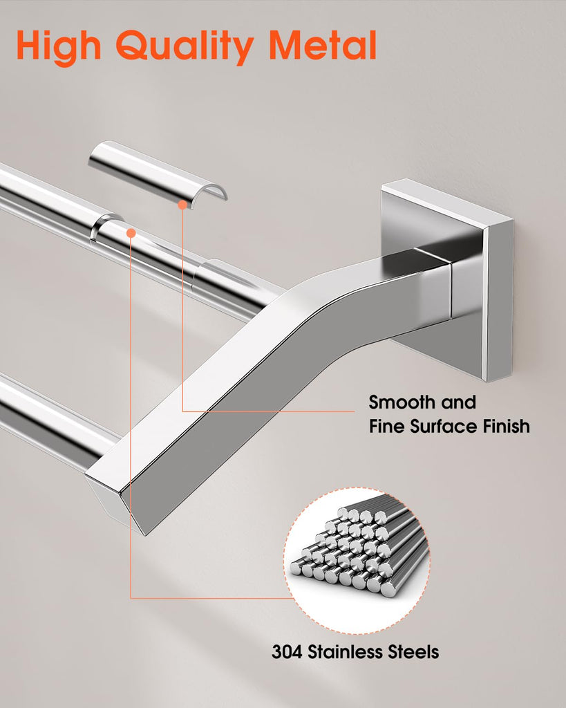 Double Towel Bar, 24" Double Towel Racks, Polished Chrome