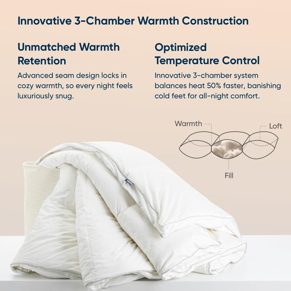 95% Hungarian Goose Down Comforter, Heavyweight Winter Duvet Insert, 750 Fill Power