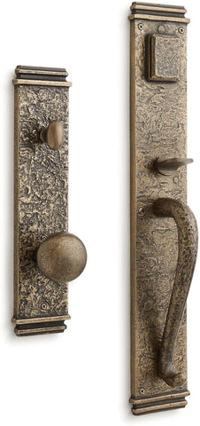 Griggs Solid Brass Full Plate Keyed Entry Single Cylinder Door Handleset with Interior Knob and 2-3/8" Backset