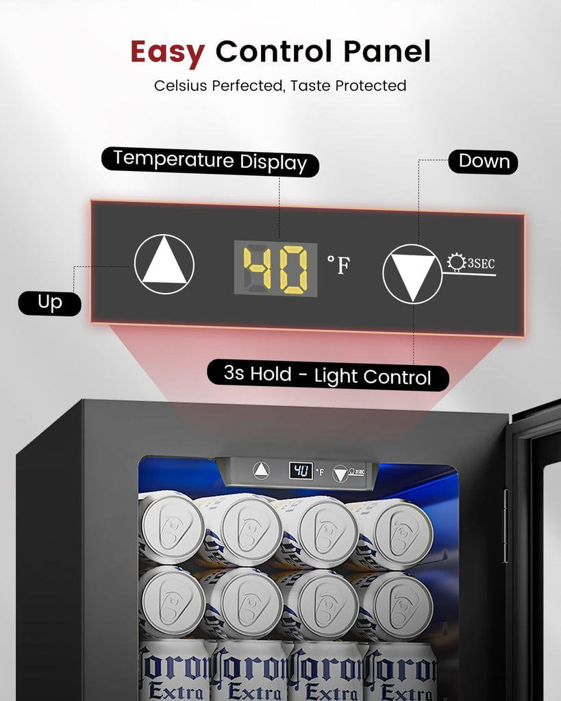 24 Cans Beverage Refrigerator Cooler - Mini Fridge with Digital Temperature Cont