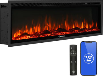 50 Inch Electric Fireplace Heater, Compatible with Alexa & Google Home