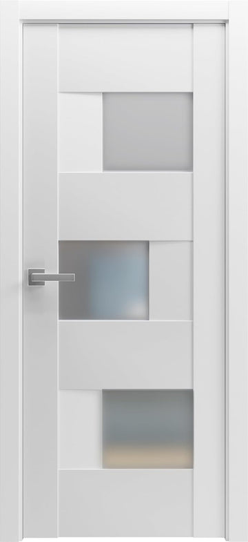 Solid French Door Opaque Glass 36 x 80 inches | Sete 6933 White Silk | Single Regular Panel Frame Ha