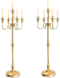 Floor Candelabra Tall 5 Arms Candle Holders, 48" Gold Metal Candlestick for Taper Candle and Floral Centerpiece Stand