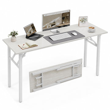 Folding Desk Foldable Table, No Assembly 55.1" Foldable Desk Space-Saving Workstation for Small Space, Computer