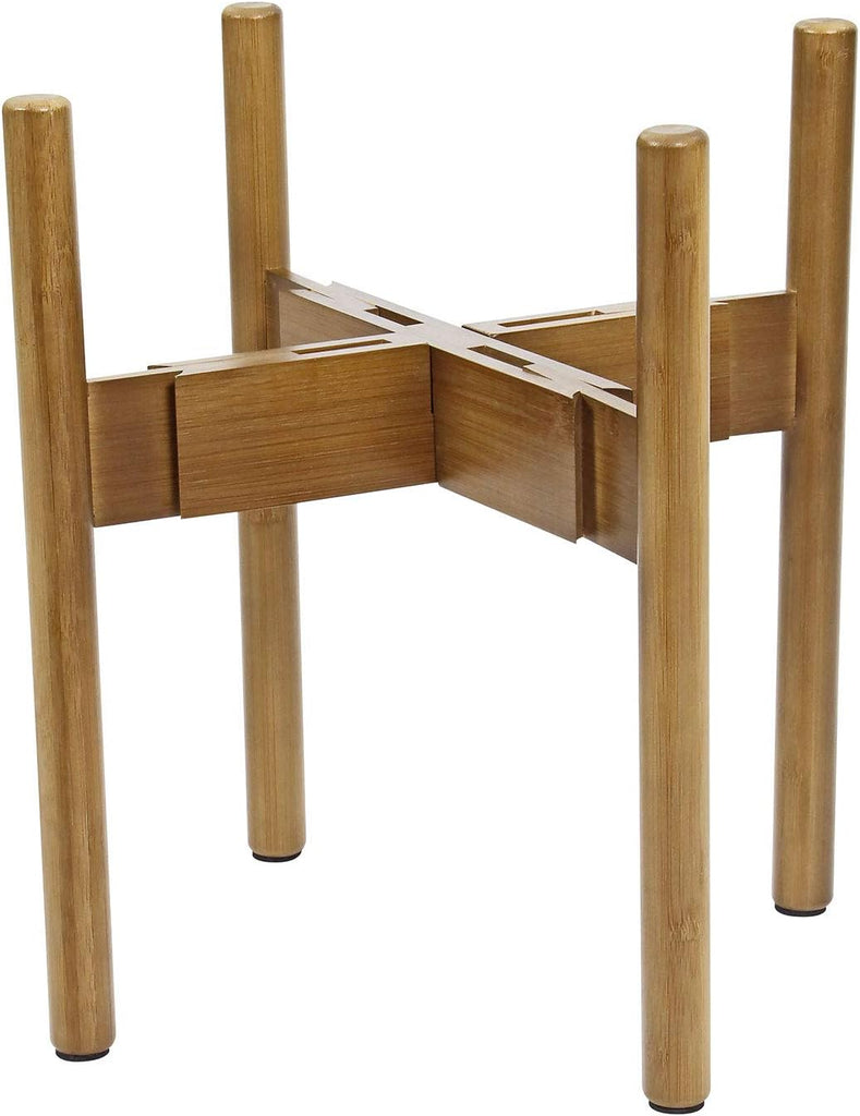 Adjustable Plant Pot Stand, 22-28.5cm Bamboo Wood Tall Plant Holder for Indoor Outdoor Use, Modern Mid Century