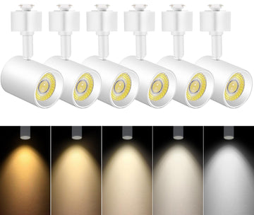 J Type Track Lighting Heads Dimmable, White, Pack of 6