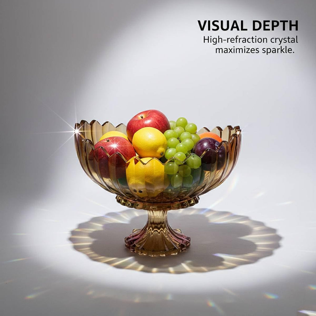 Crystal Glass Pedestal Footed Fruit Bowl Decorative Table Centerpiece