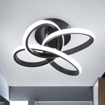 Modern Led Ceiling Light Fixture, 6000K Small Hallway Ceiling Light, Black Close to Ceiling Lights Bedroom Bathroom