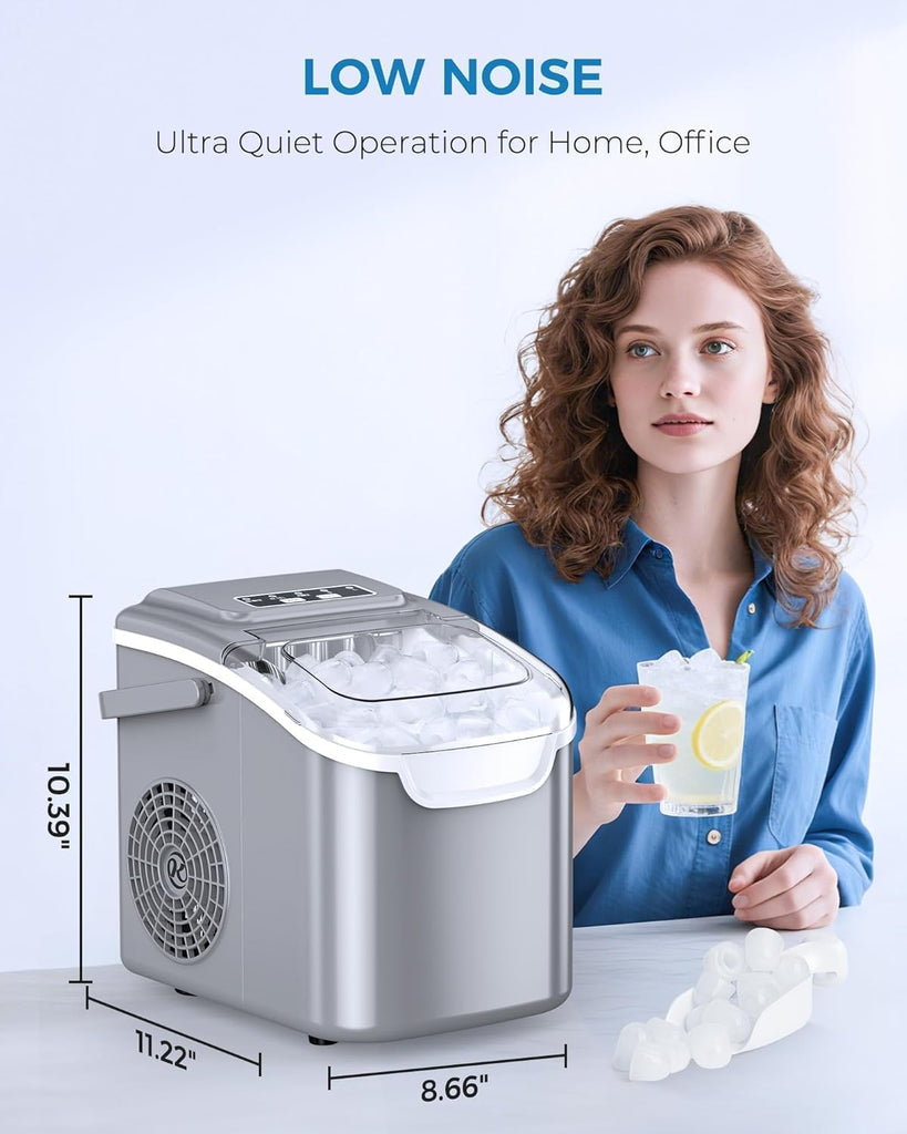 Countertop Ice Maker Machine, Portable Compact Small Bullet Ice Maker with Self Cleaning Function Makes 8 Cubes in 6