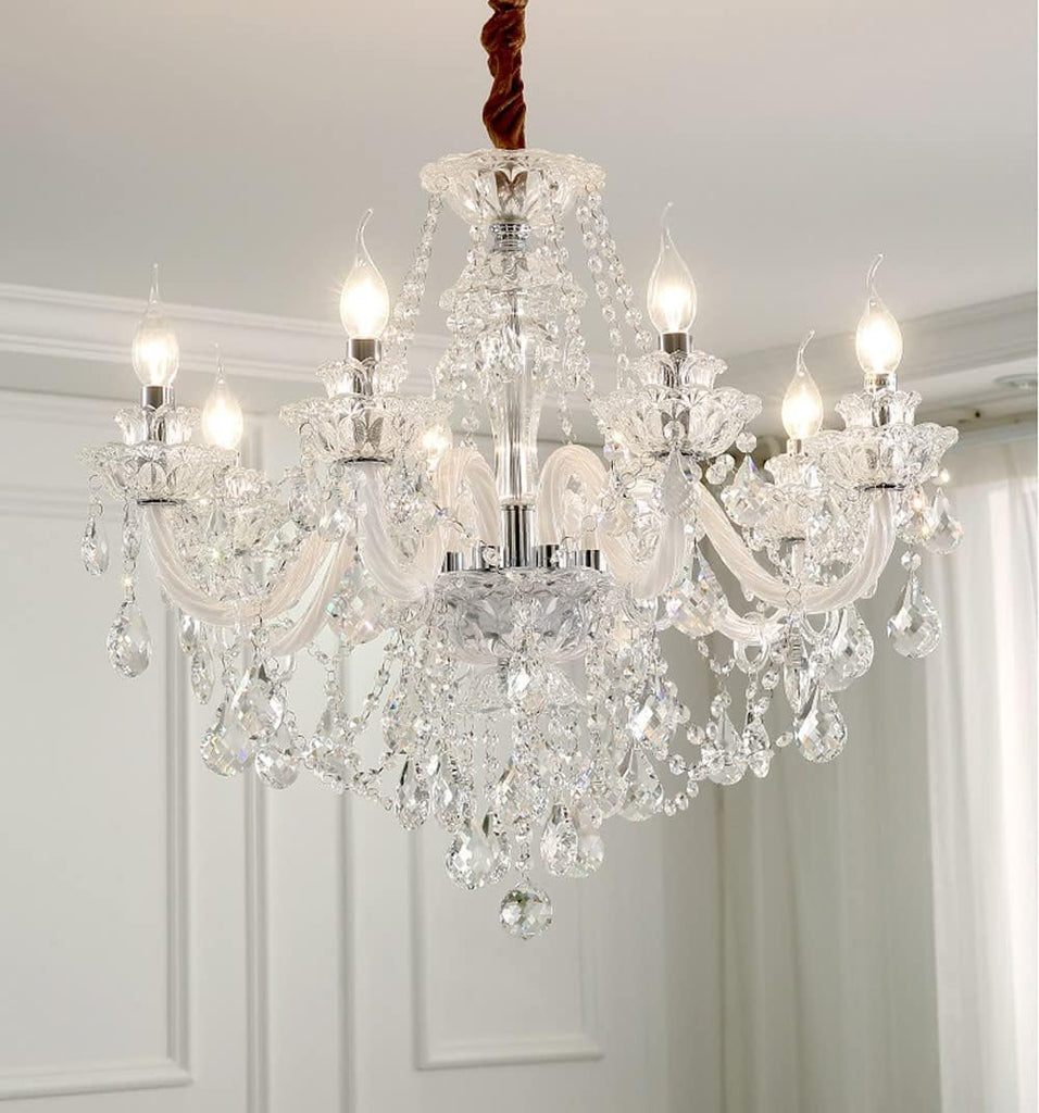 Modern K9 Transparent Crystal Chandelier,Luxury Clear Crystal Pendant Light Fixture 8 Light,Modern Ceiling Lighting for Living Room, Dining Room, Bedroom (8 Lights) A110-B0B9L6XJRT