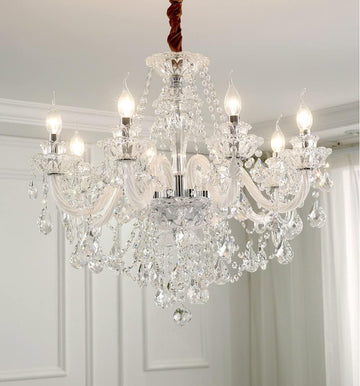 Modern K9 Transparent Crystal Chandelier,Luxury Clear Crystal Pendant Light Fixture 8 Light,Modern Ceiling Lighting for Living Room, Dining Room, Bedroom (8 Lights)