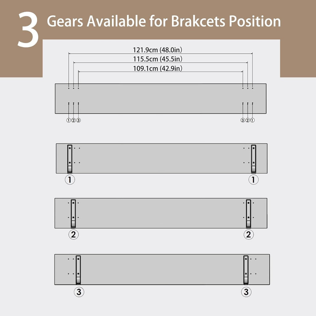 Long Wall Shelves, 55.1Inch Wooden Wall Mounted Shelves, Set of 2 | Large Floating Book Shelf, Metal Brackets, Easy