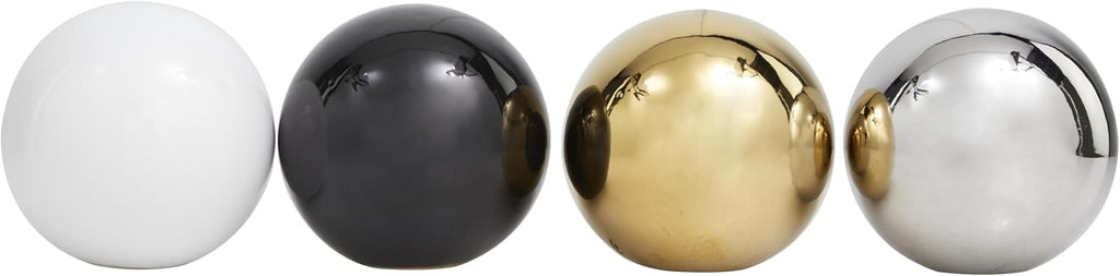 Ceramic Geometric Metallic Small Minimalistic Decorative Ball Orbs & Vase Filler 4" D, Multi Colored - Set of 4