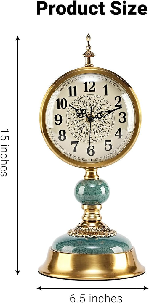 6-Inch Vintage Mantel Clock, Antique Desk Clock, Retro Anniversary Clock with Metal and Ceramic Body