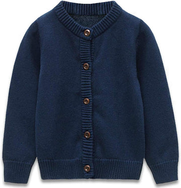 Toddler Knit Cardigan Sweaters Baby Boys Girls 100% Cotton Solid Color Basic Sweater