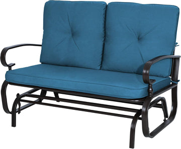 Outdoor Swing Glider Rocking Chair Patio Bench for 2 Person, Garden Loveseat Seating Patio Steel Frame Chair Set with