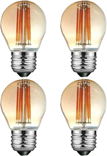 G14 Small Dusk to Dawn Edison Light Bulbs Outdoor, Vintage Amber Glass, 4W=40W, Replace A15, 400LM Warm Light, Auto