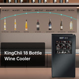 18 Bottle Wine Cooler, Freestanding Wine Fridge with Glass Door