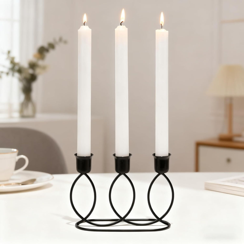 Black Candelabra Metal Candle Holders - 3 Arm Candlestick Holder for Theme Party Table Centerpiece Decoration Dining