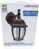 LED Outdoor Wall Light - Features Clear Water Glass, 3000K Warm White, 580 Lumens, Dusk to Dawn Photocell Light Sensor