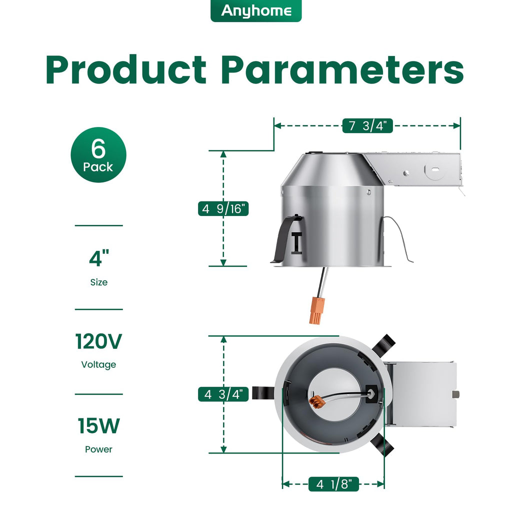 6 Pack 4 Inch Remodel Recessed Housing,Recessed Lighting Housing