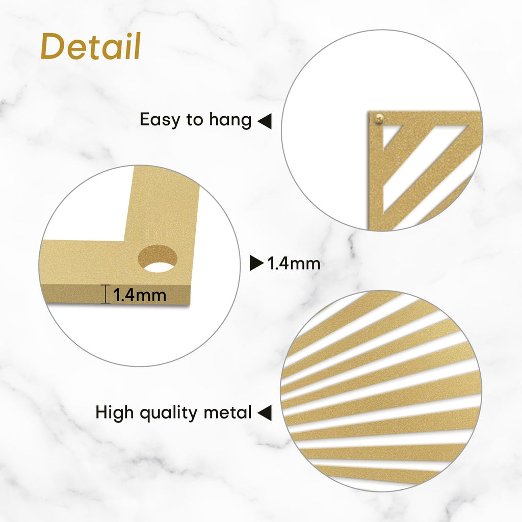 Metal Wall Art Decor Gold Stripe Pattern Minimalist Modern Abstract Wall Sculpture Hangings Home Decoration - 18" Gold