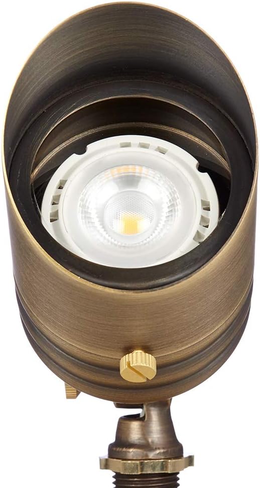 Fat Boy 12V Brass Outdoor Spotlight (Bronze) for Landscape Lighting | Lamp Ready, Low Voltage Uplight for Yard, Lawn