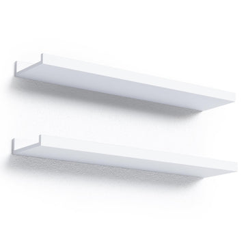 Floating Shelves Set of 2, Long Wall Shelf with Lip, 24in, White