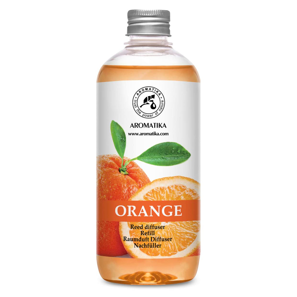 Orange Reed Diffuser Refill 17 Fl Oz (500ml) - Room Fragrance Diffuser with Natural Essential Orange Oil - Best for