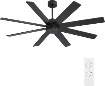 72" Large DC Ceiling Fans without Lights, 3 Downrods, 8 Plywood Blades, 6-Speeds Reversible DC Motor