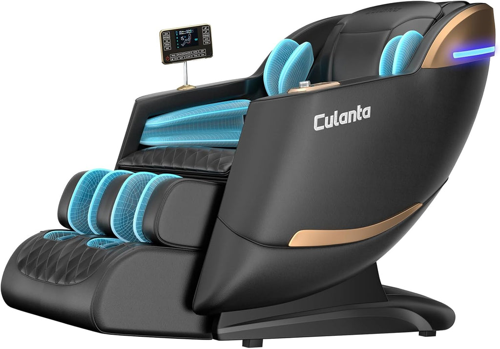 Massage Chair Full Body 53" SL-Track Zero Gravity Shiatsu, Black | Full-Body Airbags, 5 Modes, 6 Techniques, Body