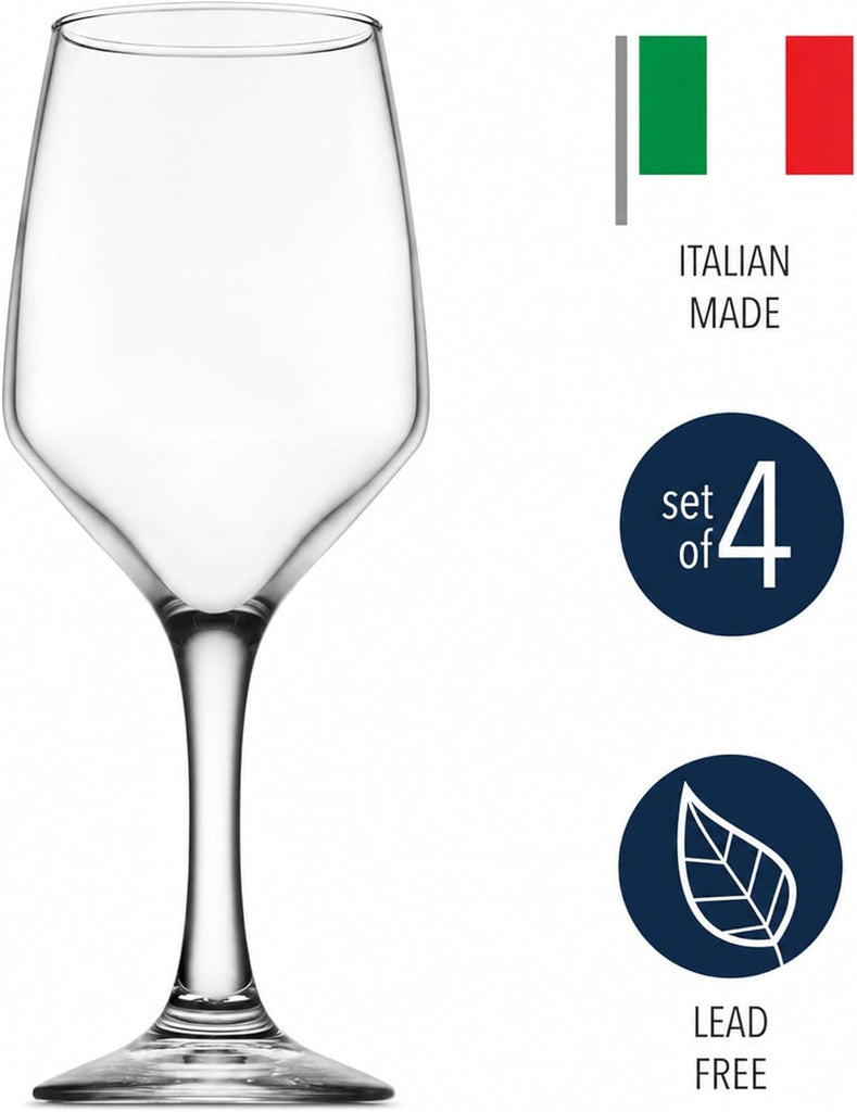 Wine Glasses, Italian Made Red Wine Glasses, Wine Glass, Stemmed Drinking Glasses, Glass Cups - Made in Italy, 15oz