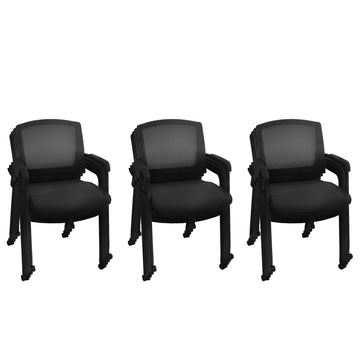 Knight Multi-Purpose Mesh Side Chair with Casters - Ergonomic Rolling Guest Chair with Padded Seat & Arms