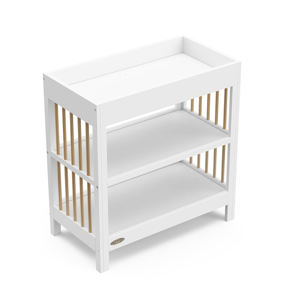 Changing Table with Changing Pad, White and Driftwood | GREENGUARD Gold Certified, Includes Bonus