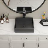 15 Inch Black Bathroom Vessel Sink, 15"x15" Black Vessel Sink Stainless Steel Above Counter Bathroom Sink 16 Gauge