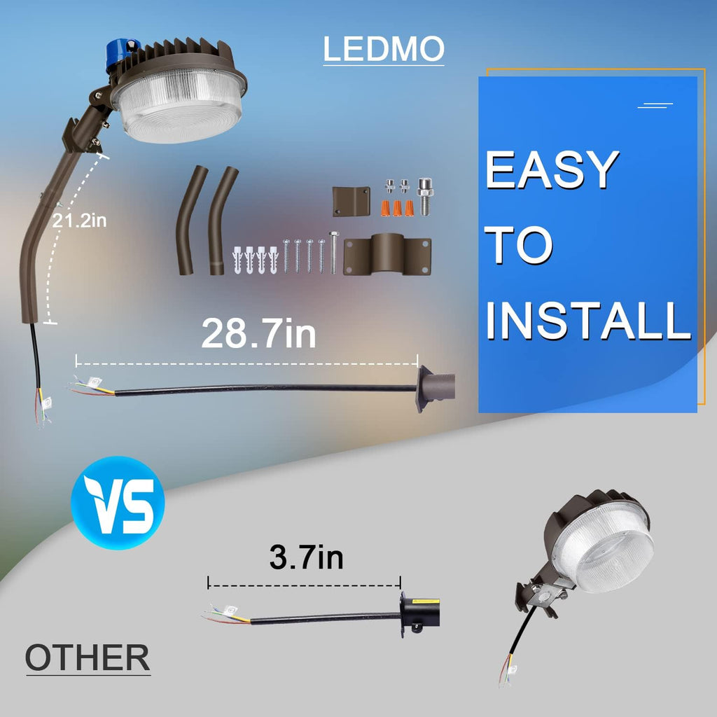 120W LED Barn Light with Photocell Dusk to Dawn | Brightset 18000LM 5000K Adjustable Angle with Mount Arm Outdoor