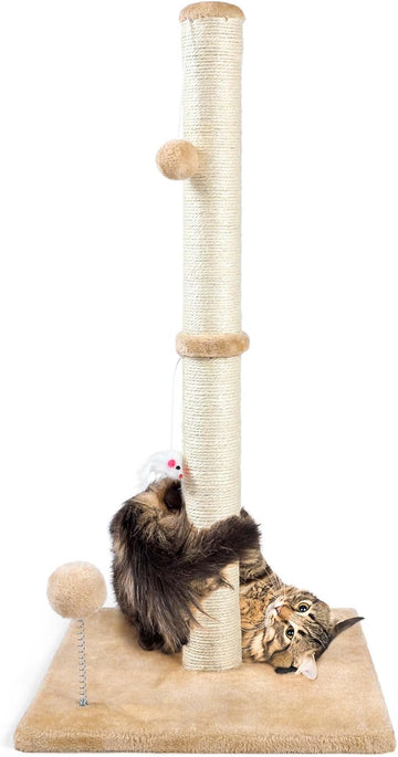 32" Tall Cat Scratching Posts for Indoor Cats, 3-in-1 Vertical Cat Scratching Post with Plush Toys
