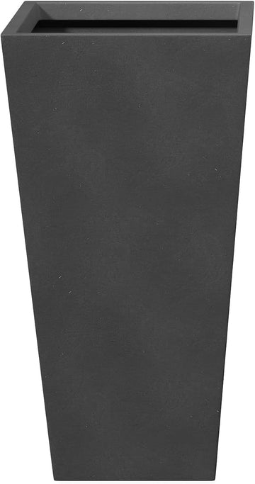 28 Inch Tall Tapered Concrete Planter, Modern Style Large Plant Pot with Drainage Hole and Rubber Plug , Backyard