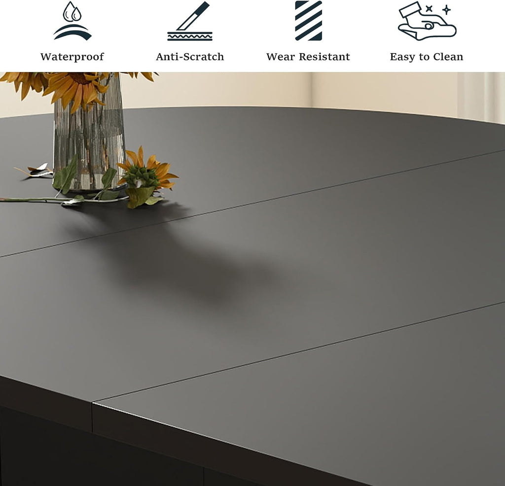 41 in-78 in Extendable Dining Room Table for 4-8, Round Expandable Kitchen Table with Fluted Base, Modern Oval Dinner