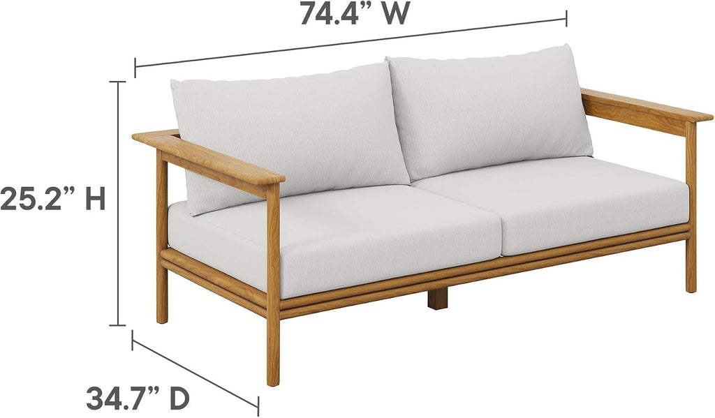 Wren Teak Wood Outdoor Sofa in Natural Sail